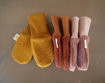 Gants de promenade, poignets en laine, gants de promenade en laine, bio, couleur souhaitée, bébé, enfant