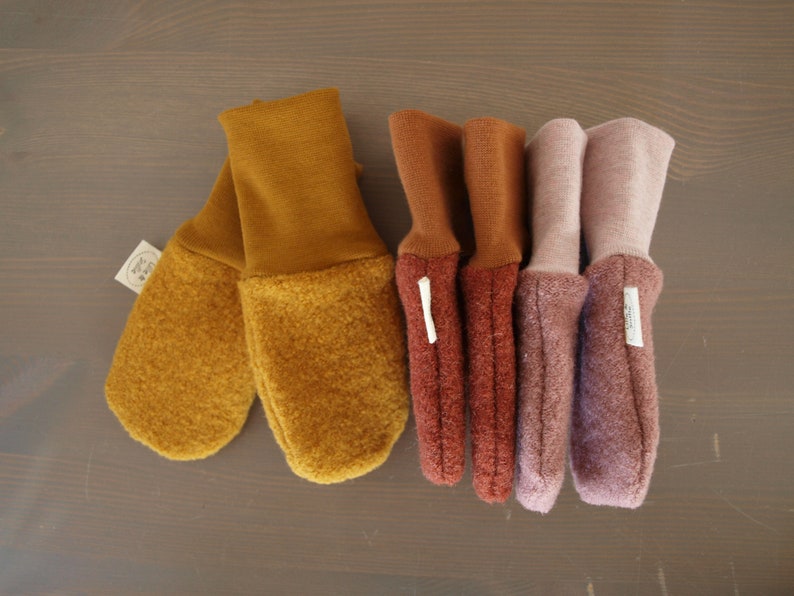 Gants de promenade, manchettes bio, gants de marche en laine, couleur souhaitée, bébé, enfant image 1