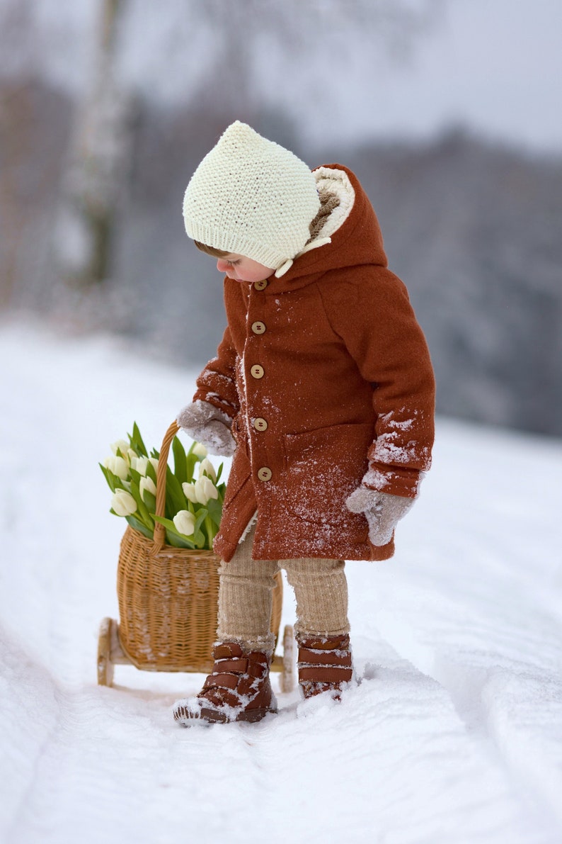 Veste de promenade doublure en peluche, Jona , laine vierge, couleur au choix, veste en laine bébé enfant, veste d'hiver image 10