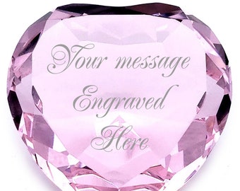 Personalized Crystal Diamond Heart Engraved Paperweight with Gift Box