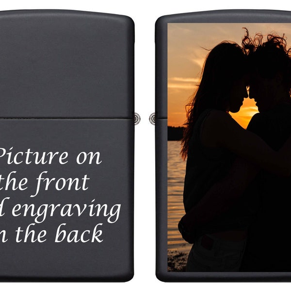 Custom Zippo Lighter! Personalize Black Matte Zippo Lighter with Your Image or Logo! Customized