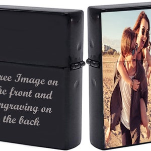 Custom Gifts Infinity Black Ice Tone Lighter! Personalize Lighter with Your Image or Logo! Customized