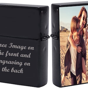 Custom Black Ice Lighter: Personalized Photo & Engraved Gift