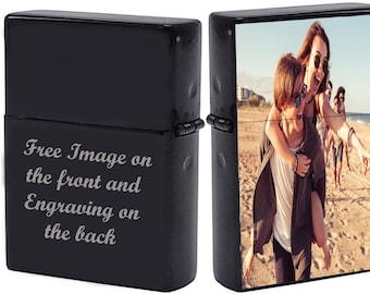 Custom Black Ice Lighter: Personalized Photo & Engraved Gift