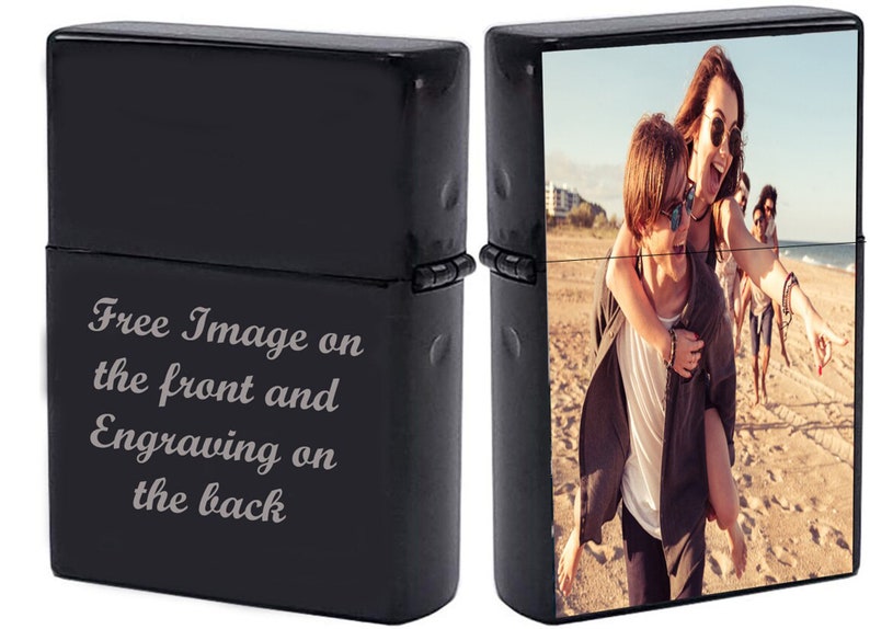 Custom Gifts Infinity Black Ice Tone Lighter! Personalize Lighter with Your Image or Logo! Customized 