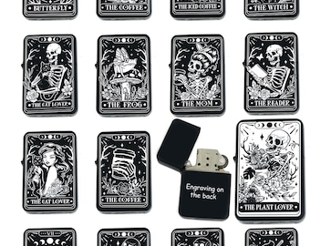 Custom Funny Tarot Card -  Available Laser Engraved Unique Collectible Gifts Infinity Black Matt Windproof Lighters!