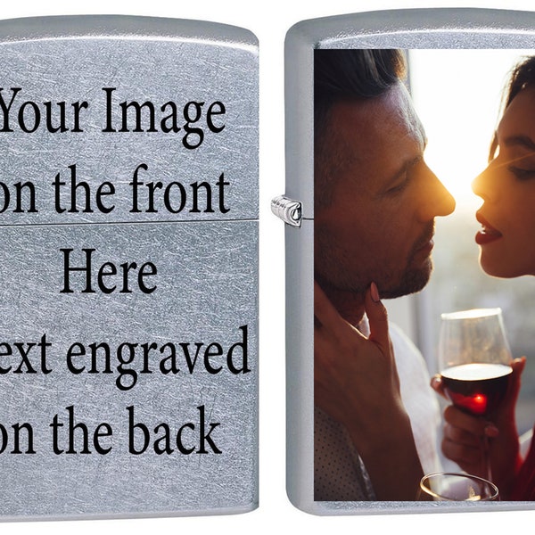 Custom Zippo Lighter! Personalize Zippo Lighter with Your Photo Image or Logo & Engravingon the back ! Customized