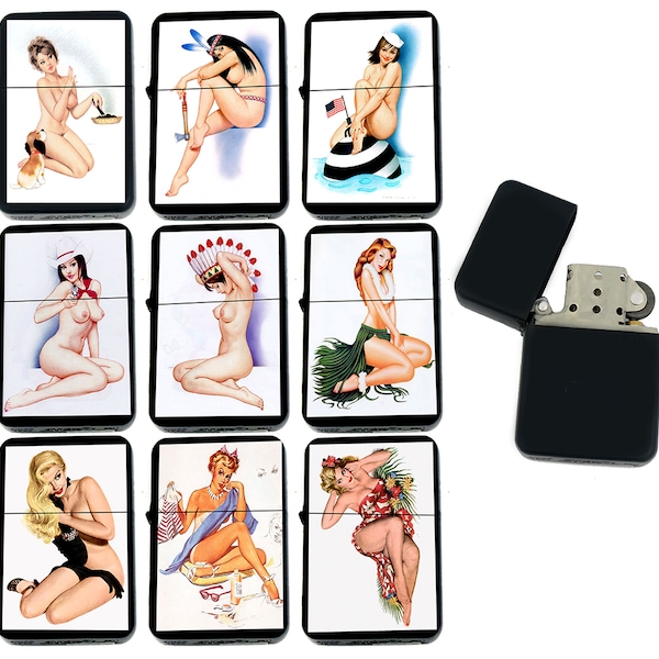 Custom Personalized Vintage Retro Sexy Pin UP Girls Gifts Infinity Black Matt Windproof Lighters!