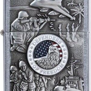 Personalized Joined Forces Emblem Chrome Zippo Lighter - Free Engraving