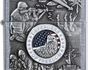 Personalized Joined Forces Emblem Chrome Zippo Lighter - Free Engraving