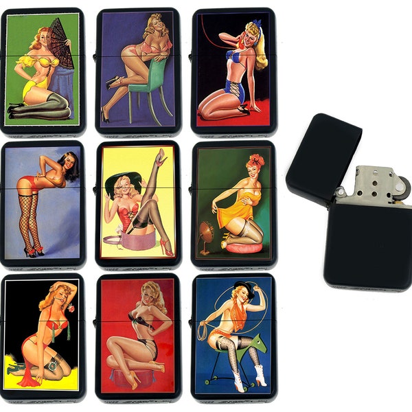 Vintage Retro Sexy Pin UP Girls Gifts Infinity Black Matt Windproof Lighters!