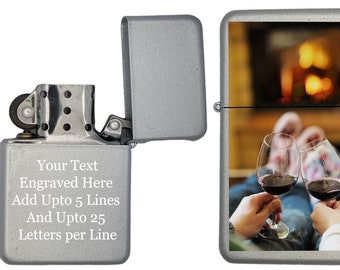 Personalized Pearl Silver Lighter: Custom Photo or Text Engraved Gift