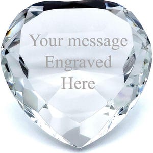 Personalized Crystal Diamond Heart Engraved Paperweight with Gift Box 9 colors to choose from.