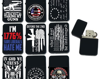 2nd Amendment American Flag collection Gifts Infinity Black Matt Windproof Lighters!