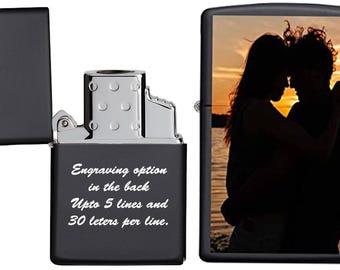 Custom Zippo Lighter! Personalize Black Matte Zippo Lighter with Your Image or Logo! Customized