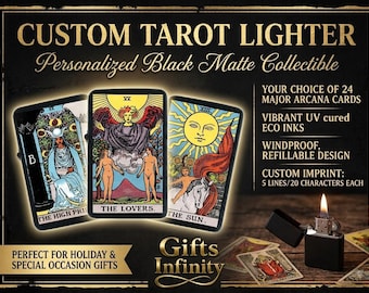 Custom Tarot Card Lighter, Personalized Black Matte Windproof Lighter, 24 Major Arcana Designs, Unique & Thoughtful Gift for All