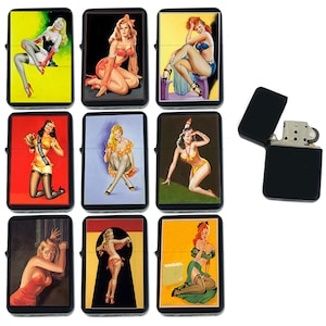 Vintage Retro Sexy Pin UP Girls Gifts Infinity Black Matt Windproof Lighters!