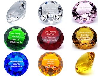 Personalized Crystal Diamond Heart Engraved Paperweight with Gift Box 9 colors to choose from.