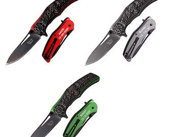 Personalized Skull Pocket Knife: Laser Engraved Groomsmen Gift