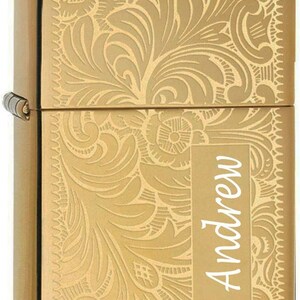 Personalized Zippo Venetian Gold Windproof Lighter Free Engraving 352B