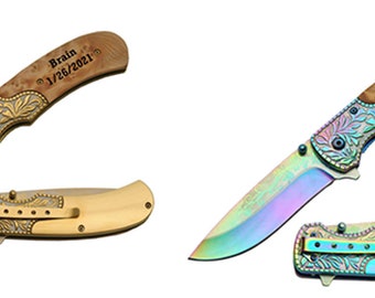 Personalized Laser Engraved Pocket Knife, Fathers Day, Groomsmen Gift, Graduation Gifts, Gifts for Men Free Engraving