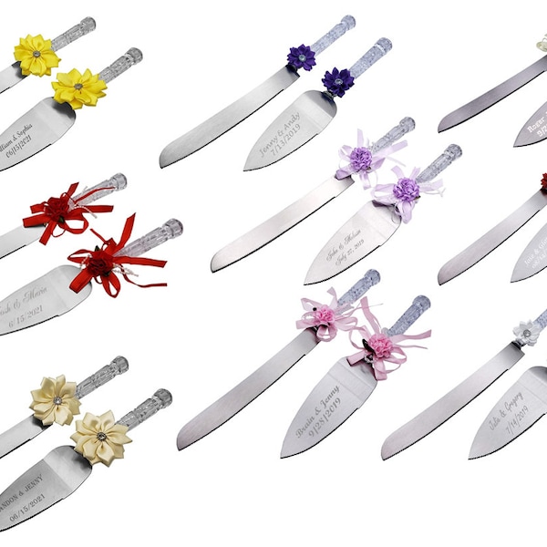 Gifts Infinity Personalized Wedding Cake Knife and Server Set Free Engraving (Purple)