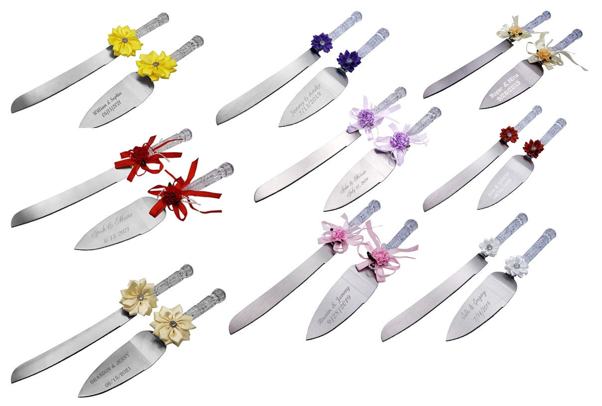 Gifts Infinity Personalized Wedding Cake Knife and Server Set Free  Engraving purple 