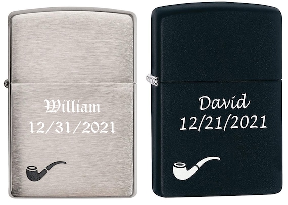 Personalized ZIPPO Windproof Pipe Lighters Free Engraving Brush and Matt  Black 