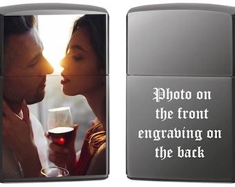 Custom Zippo Black Ice Lighter: Personalized Photo & Engraving