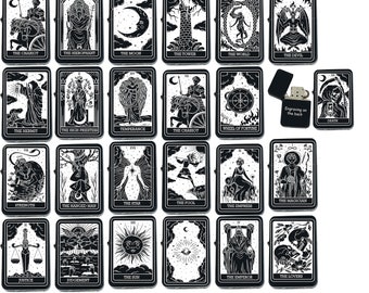 Custom Tarot Card - 24 Major Arcana Cards Available Laser Engraved Unique Collectible Gifts Infinity Black Matt Windproof Lighters!