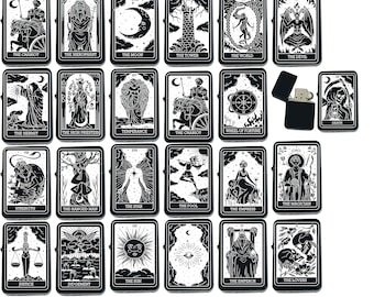 Laser Engraved Tarot Card Lighter: 24 Major Arcana Designs