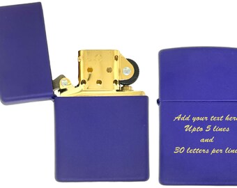 Custom Personalized  Purple Matte Gold Insert Windproof Lighter Free Engraving