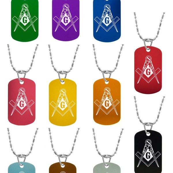 GIFTS INFINITY Custom Engraved Mason, Masonic, Freemasonry Dog Tag, Pendants, Necklace