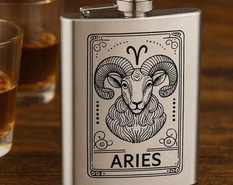 Gifts Infinity 8 Oz. Aries Zodiac, Astrology, Horoscope Flask Groomsmen/Bridesmaid Gift!