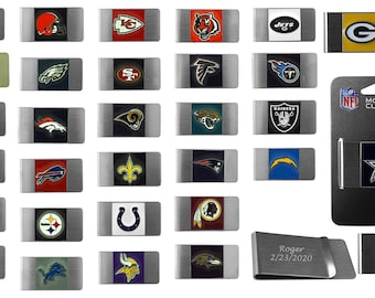 Personalized Official NFL Money Clips Choose you Team Laser Engraving On The Back.