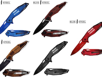 Personalized Laser Engraved Pocket Knife, Fathers Day, Groomsmen Gift, Graduation Gifts, Gifts for Men Free Engraving.