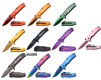 Customized Engraved Pocket Folding Knife - Groomsmen Wedding Party Monogrammed
