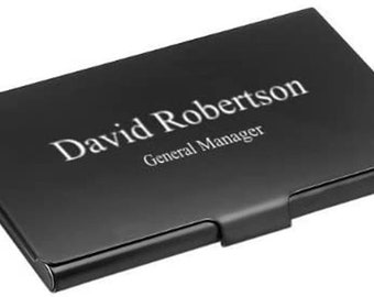 Personalized Black Ice Gun Metal Stainless Steel Business Card Holder - Free Engraving