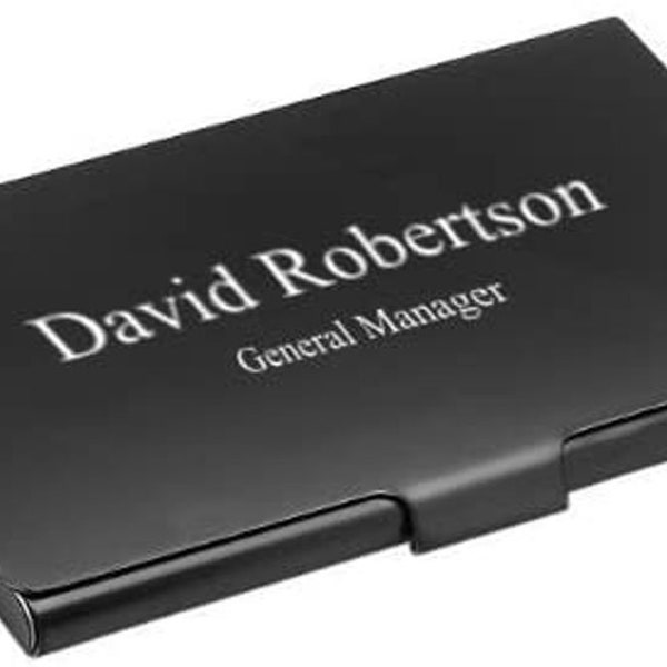 Personalized Black Ice Gun Metal Stainless Steel Business Card Holder - Free Engraving