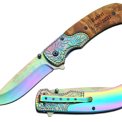 Personalized Laser Engraved Pocket Knife Fathers Day Etsy