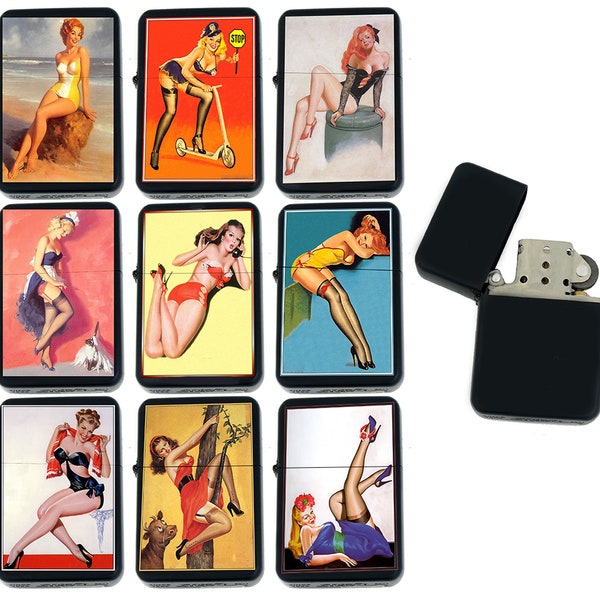 Vintage Retro Sexy Pin UP Girls Gifts Infinity Black Matt Windproof Lighters!