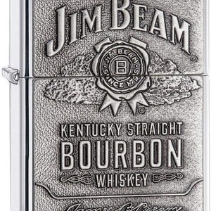 Personalized Jim Beam Pewter Emblem Chrome ZIPPO Lighter - Free Engraving