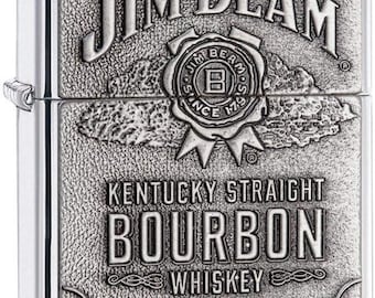 Personalized Jim Beam Pewter Emblem Chrome ZIPPO Lighter - Free Engraving