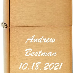 Personalized Zippo Lighter Gold Brass Windproof - Free Engraving