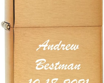 Personalized Zippo Lighter Gold Brass Windproof - Free Engraving