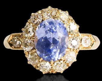 Victorian 2.57ct Ceylon Sapphire & Diamond Engagement Ring