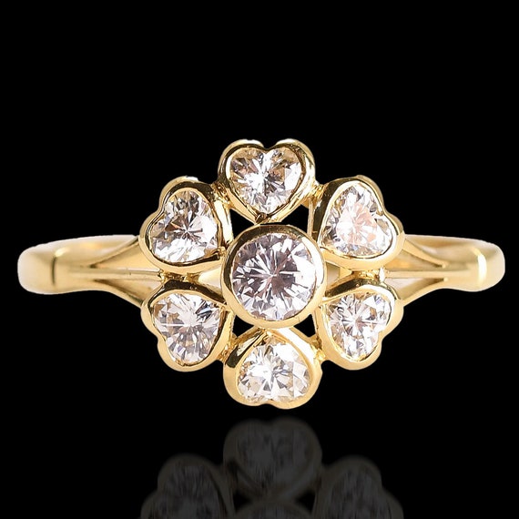 Vintage Diamond Heart Cluster Ring - image 1