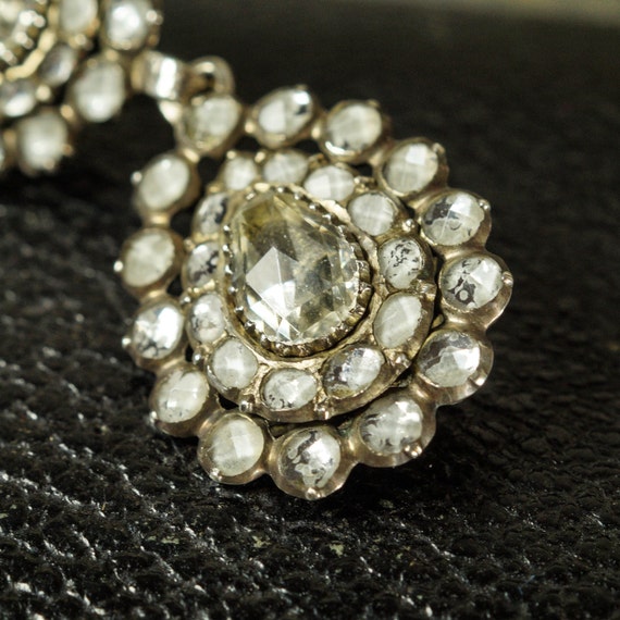 Antique Georgian Vauxhall Glass Cluster Earrings,