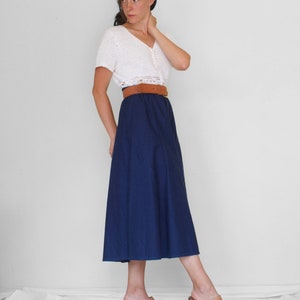 Long Denim Skirt Elastic Waist Denim Skirt Long Blue Skirt Long Chambray Skirt Pockets Denim Midi Skirt Denim Maxi Skirt image 4