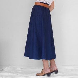 Long Denim Skirt Elastic Waist Denim Skirt Long Blue Skirt Long Chambray Skirt Pockets Denim Midi Skirt Denim Maxi Skirt image 3